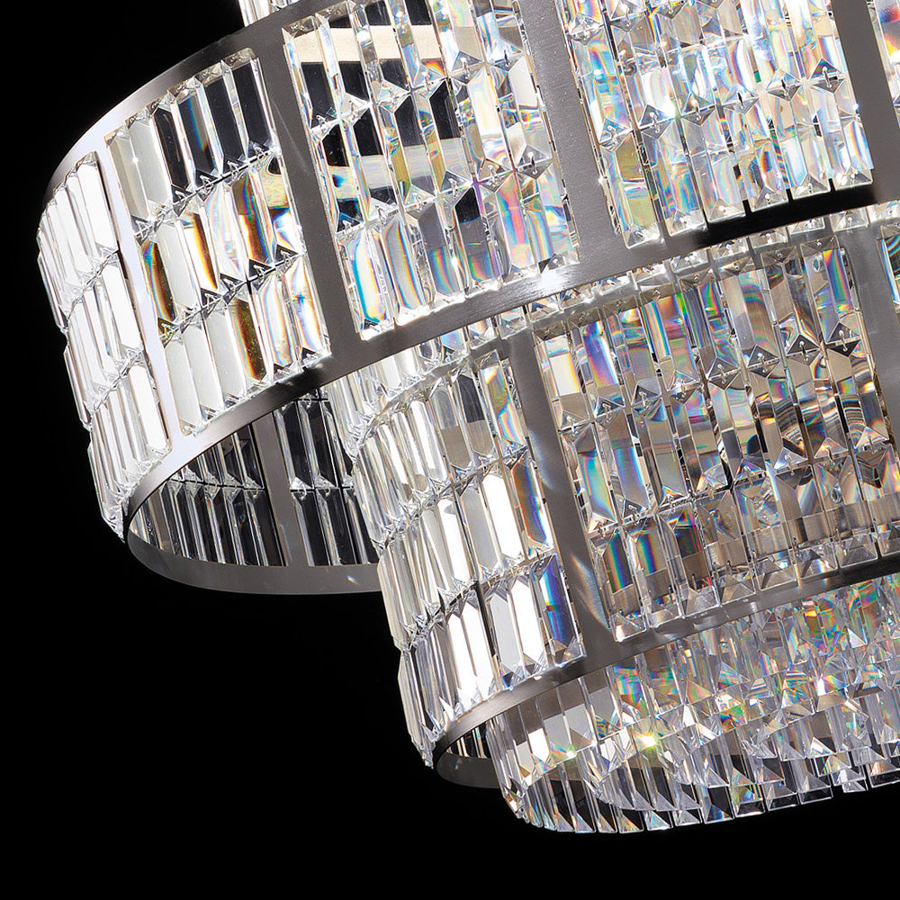 Italian Designer Art Deco Inspired Chandelier With Faceted Crystals