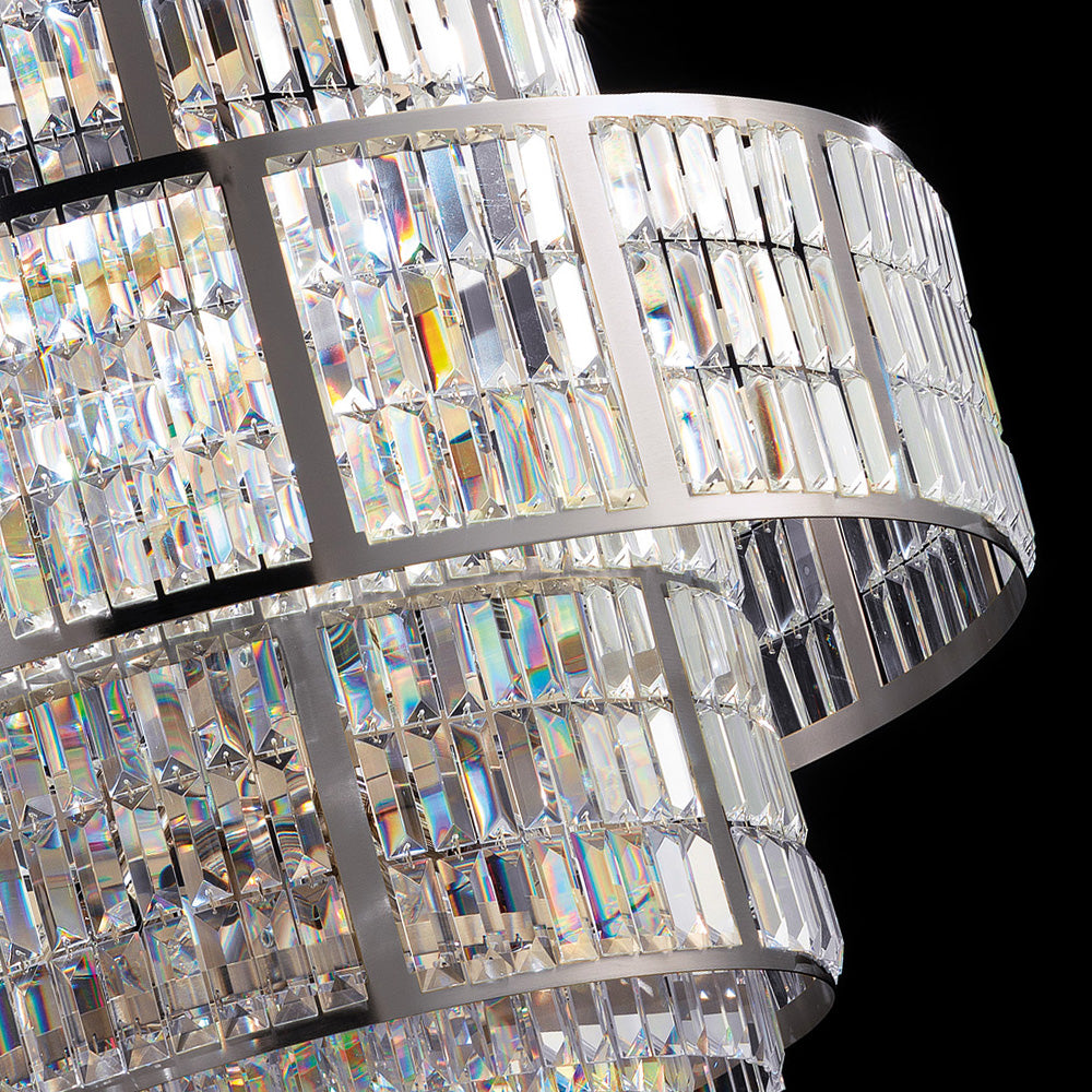 Italian Designer Art Deco Inspired Chandelier With Faceted Crystals