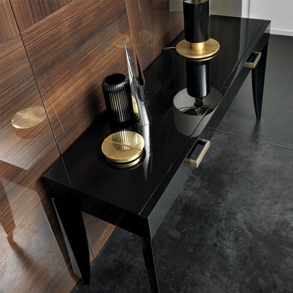 Italian Designer Ebony Veneer Console Table