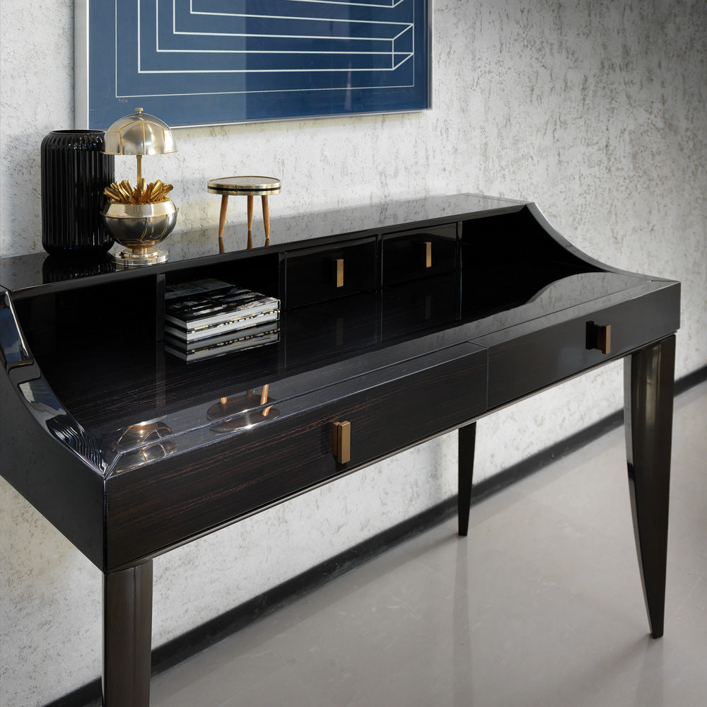 Italian Designer Ebony Veneer Writing Desk