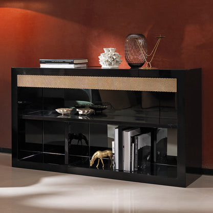 Italian Designer High Gloss Ebony Sideboard With Drawer