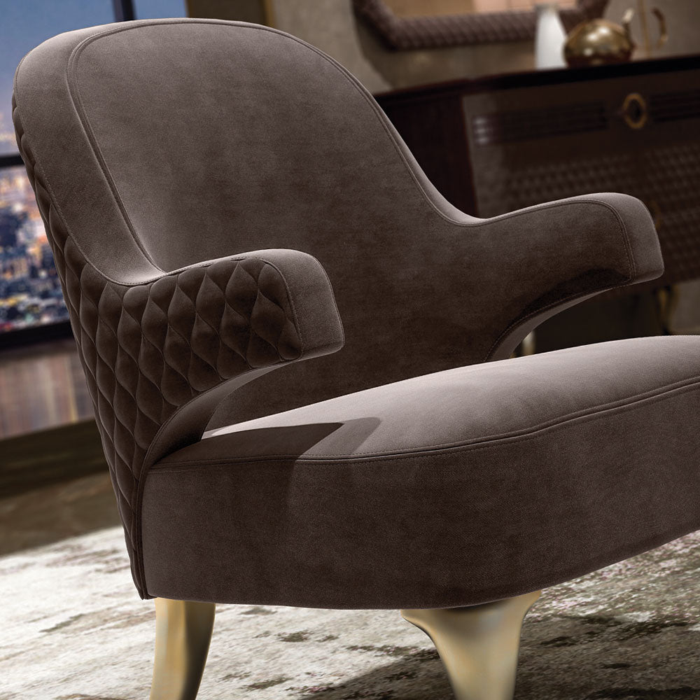 Italian Designer Quilt Upholstered Armchair