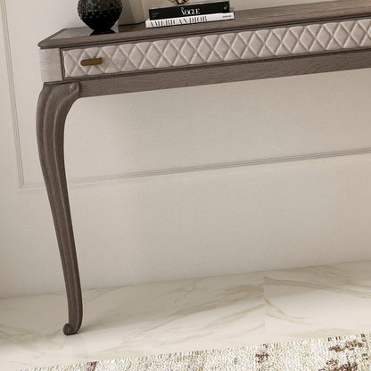 Italian Designer Quilted Wall Fixing Console Table With Drawer