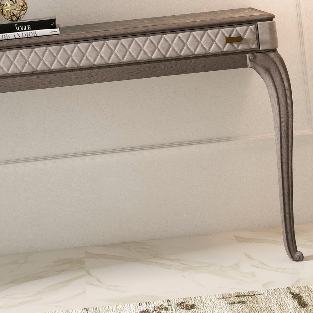 Italian Designer Quilted Wall Fixing Console Table With Drawer