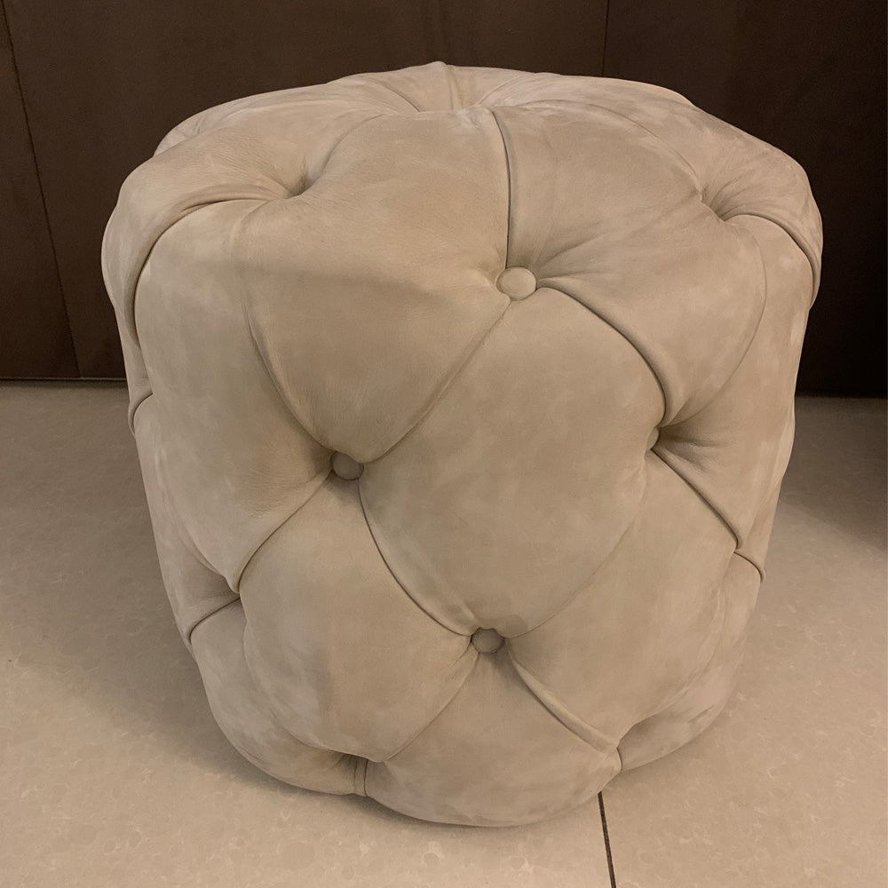 Italian Designer Soft Nubuck Leather Pouffe