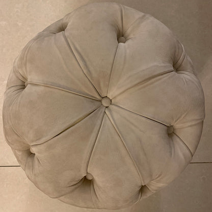 Italian Designer Soft Nubuck Leather Pouffe