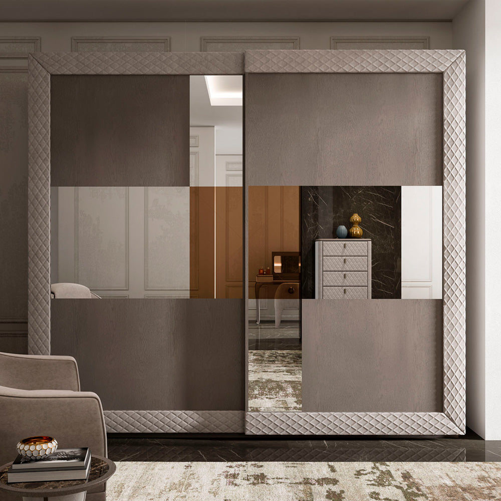 Italian Designer Upholstered Wardrobe With Sliding Doors