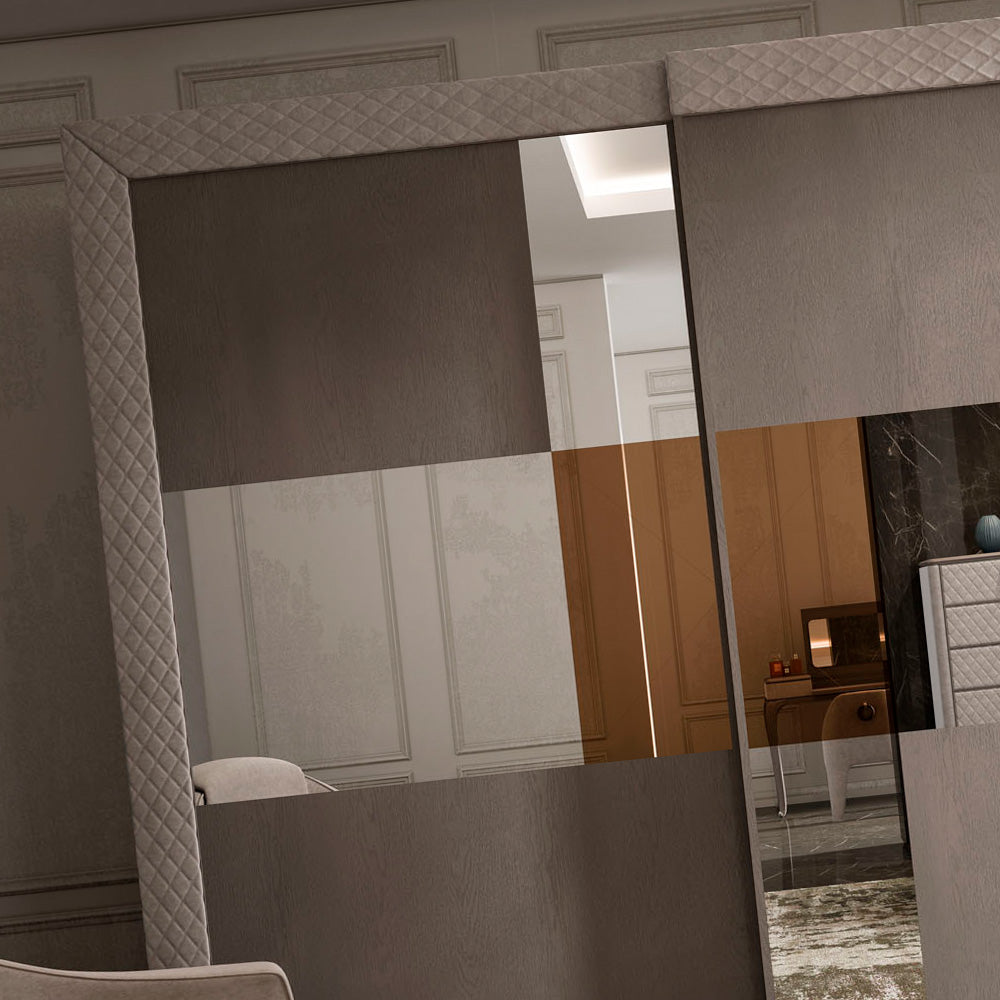 Italian Designer Upholstered Wardrobe With Sliding Doors