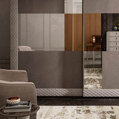 Italian Designer Upholstered Wardrobe With Sliding Doors