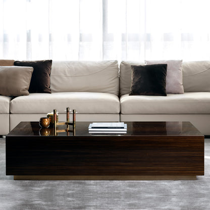 Italian Designer Walnut Veneer Box Coffee Table