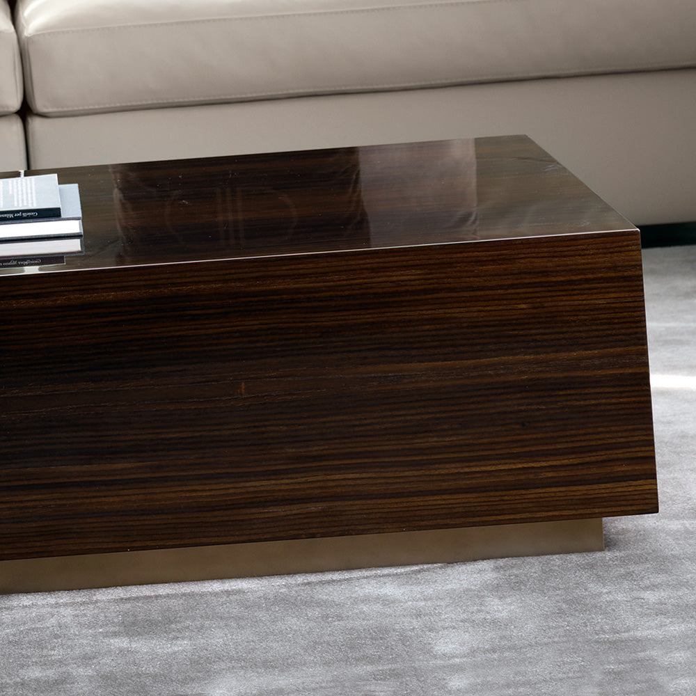 Italian Designer Walnut Veneer Storage Box Coffee Table