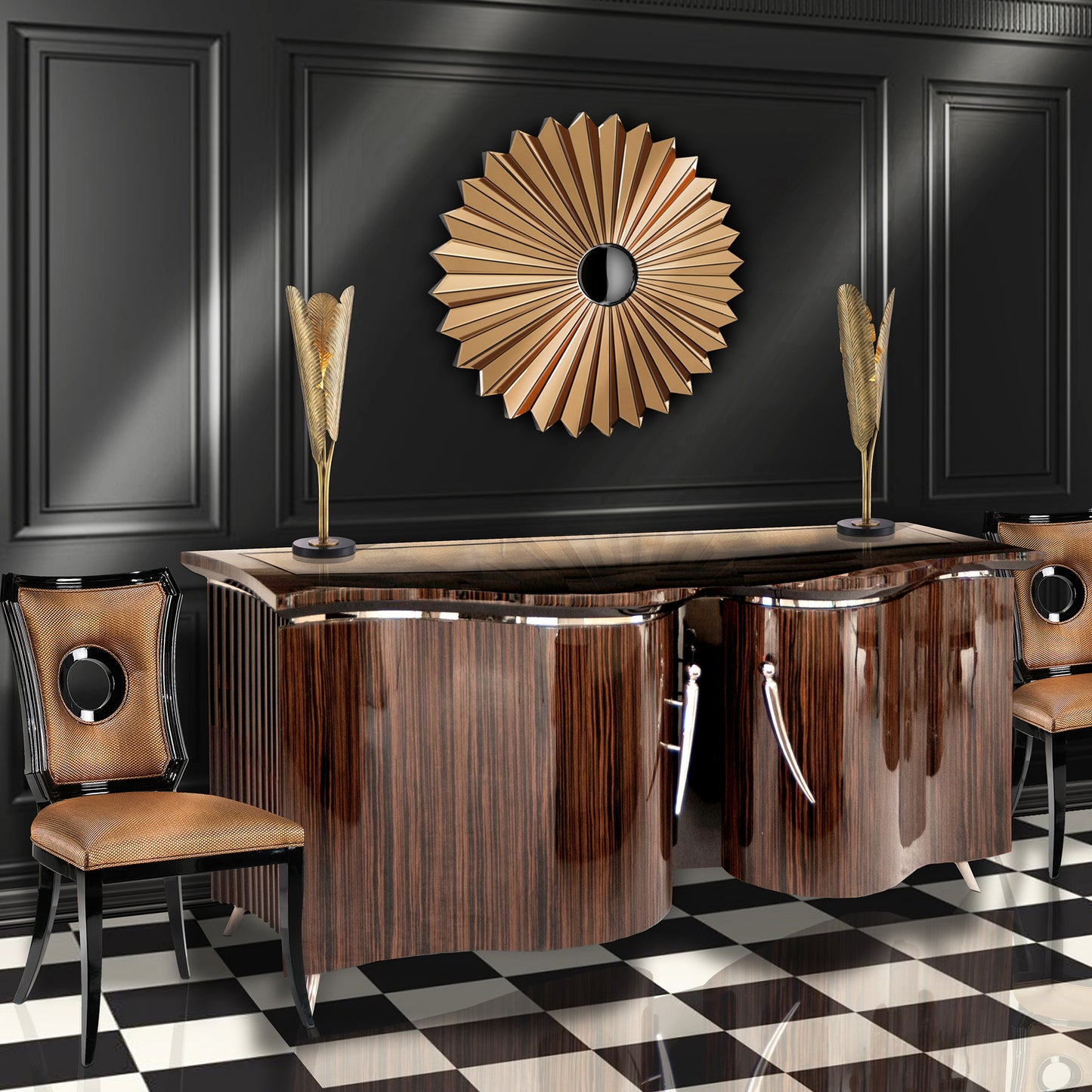 Italian Ebony Macassar Veneer Buffet