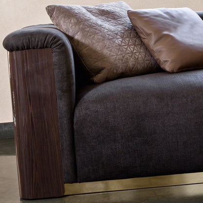 Italian Modern Walnut Veneer Designer Sofa