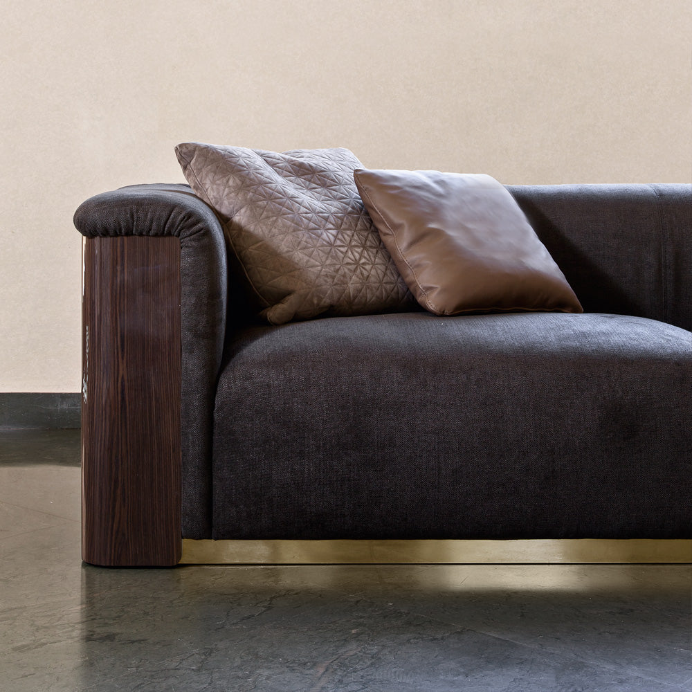 Italian Modern Walnut Veneer Designer Sofa