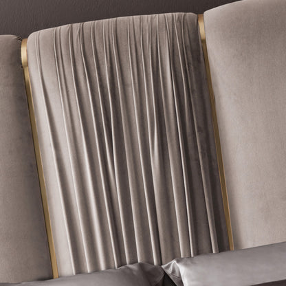 Italian Pleat Upholstered Velvet Bed