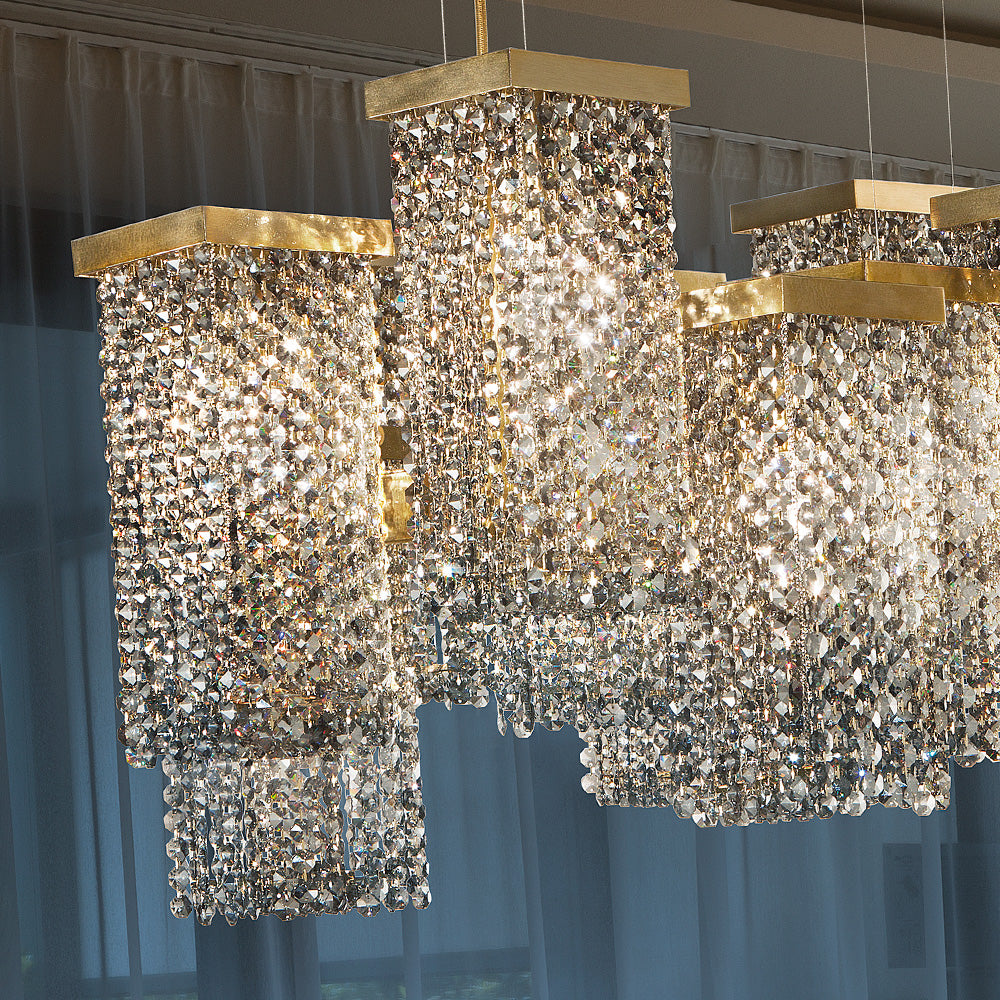 Italian Smoky Crystal Brass Contemporary Chandelier