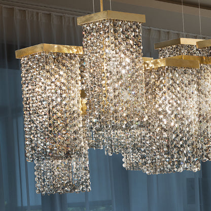 Italian Smoky Crystal Brass Contemporary Chandelier