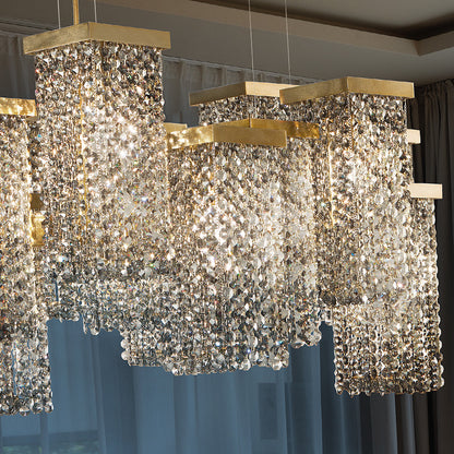 Italian Smoky Crystal Brass Contemporary Chandelier