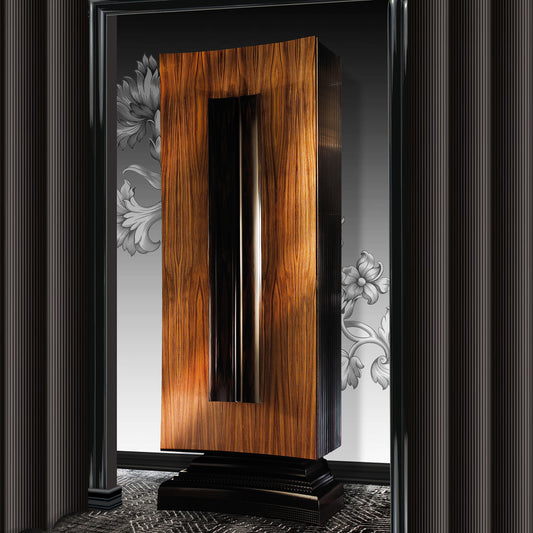 Italian Zebrawood Veneer Tall Two Door Cabinet