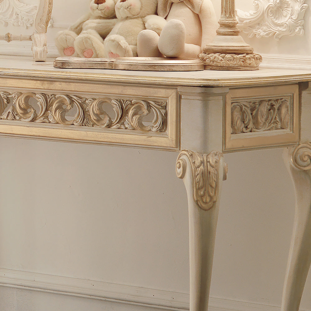 Reproduction Italian Ivory and Gold Rococo Dressing Table