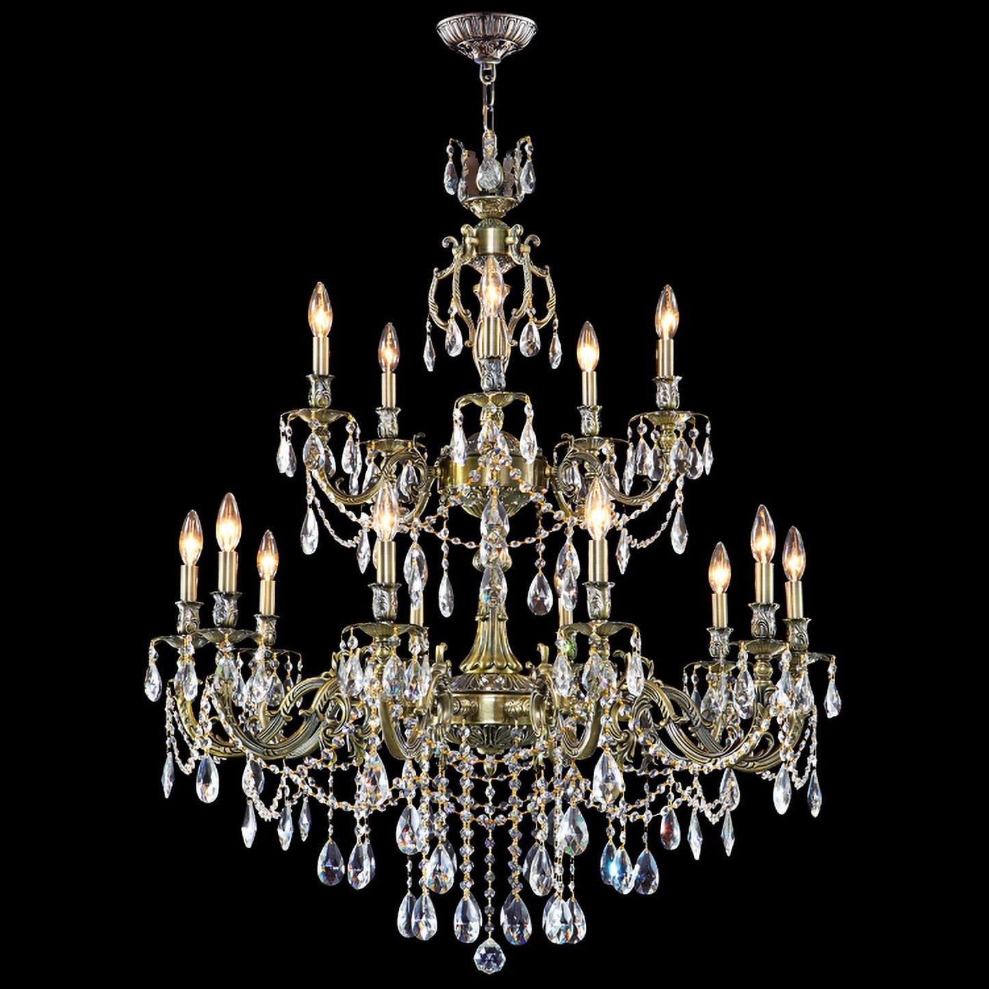 James R Moder 36" dia. 15 arm Cast Aluminum Chandelier