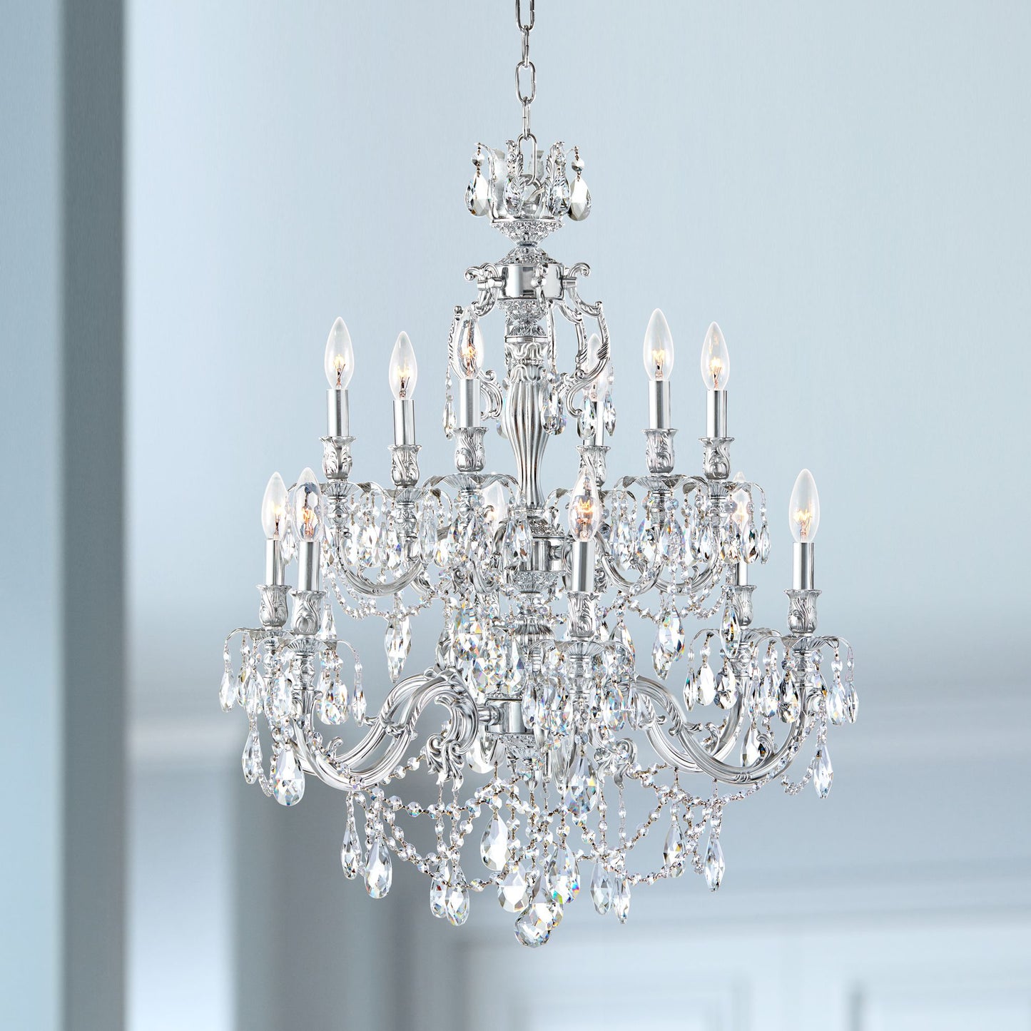 James R. Moder Brindisi 28" Wide Silver 12-Light Chandelier