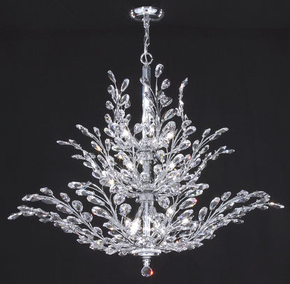 James R. Moder Florale 38" Wide Silver and Crystal Leaf Chandelier