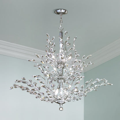 James R. Moder Florale 38" Wide Silver and Crystal Leaf Chandelier