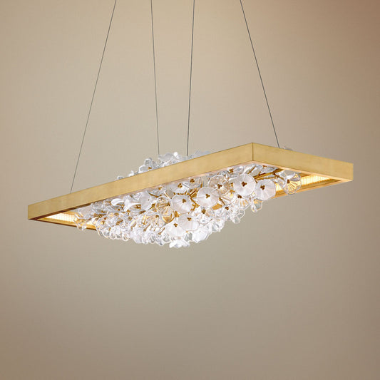 Jasmine 60"W Gold LED Floral Kitchen Island Light Pendant