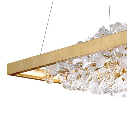 Jasmine 60"W Gold LED Floral Kitchen Island Light Pendant