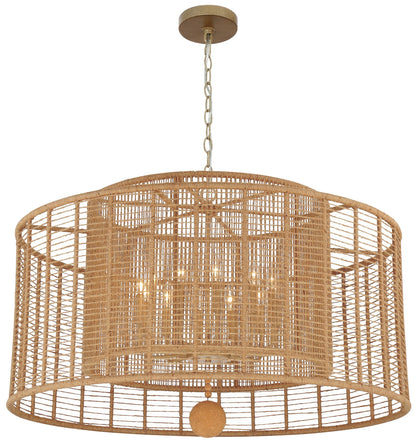 Jayna 42 3/4" Wide Silver Natural Jute 12-Light Modern Drum Chandelier