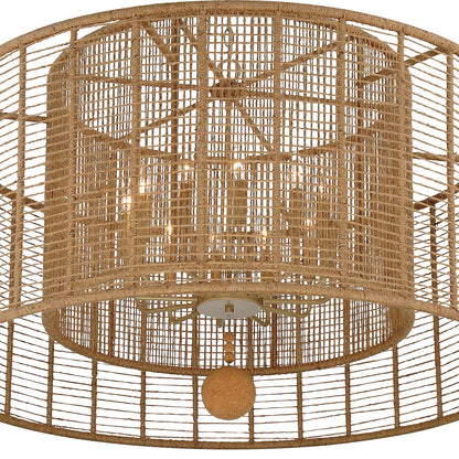 Jayna 42 3/4" Wide Silver Natural Jute 12-Light Modern Drum Chandelier