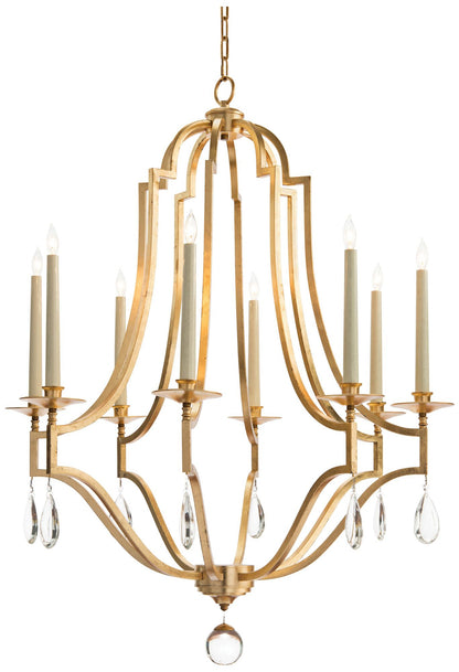 John Richard 37 1/2"W Light Gold Crystal 8-Light Chandelier