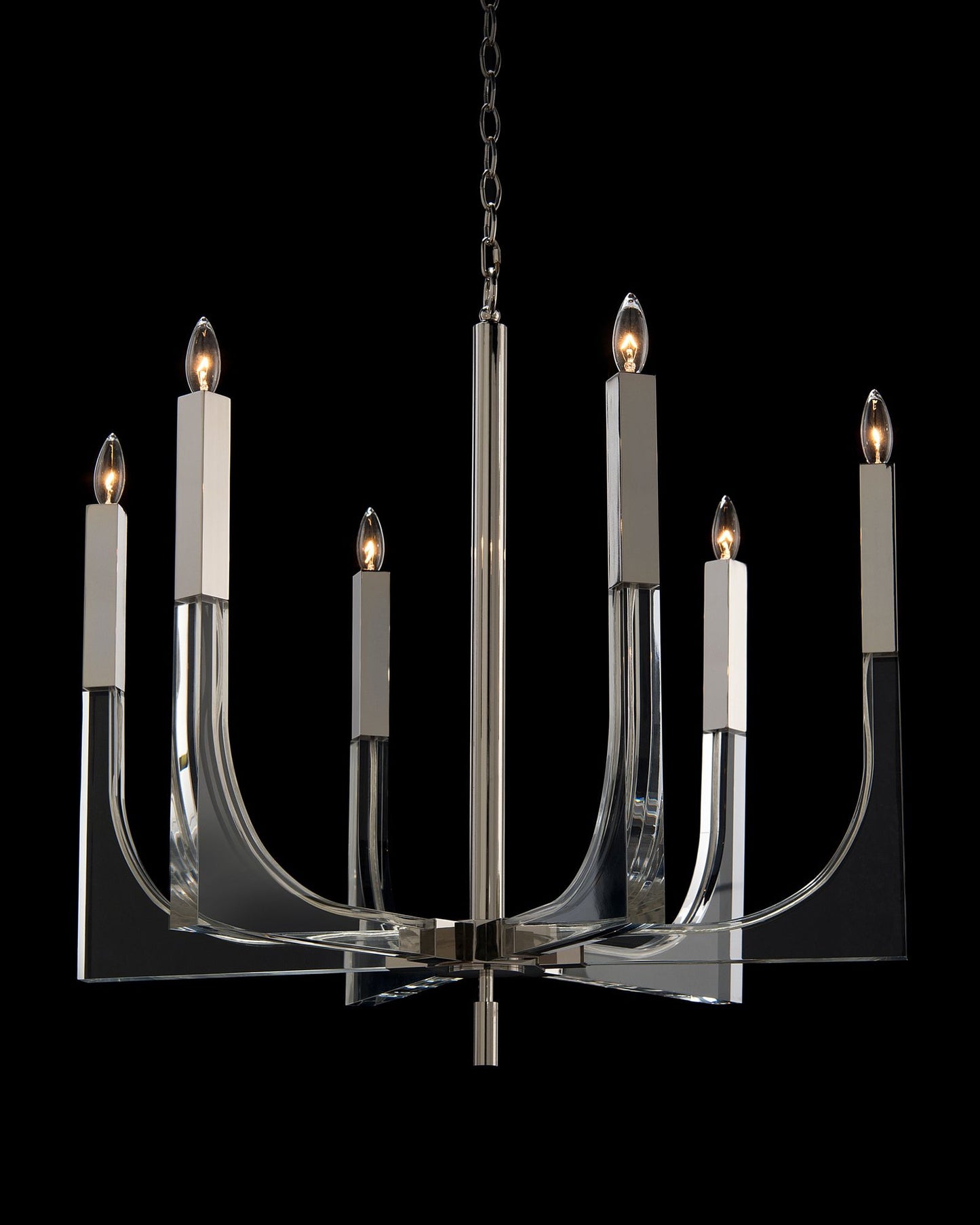 John Richard Acrylic and Nickel 30" Wide 6-Light Chandelier