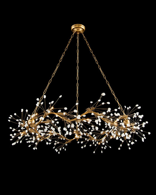 John Richard Waving 53 1/2"W Gold Leaf 12-Light Chandelier