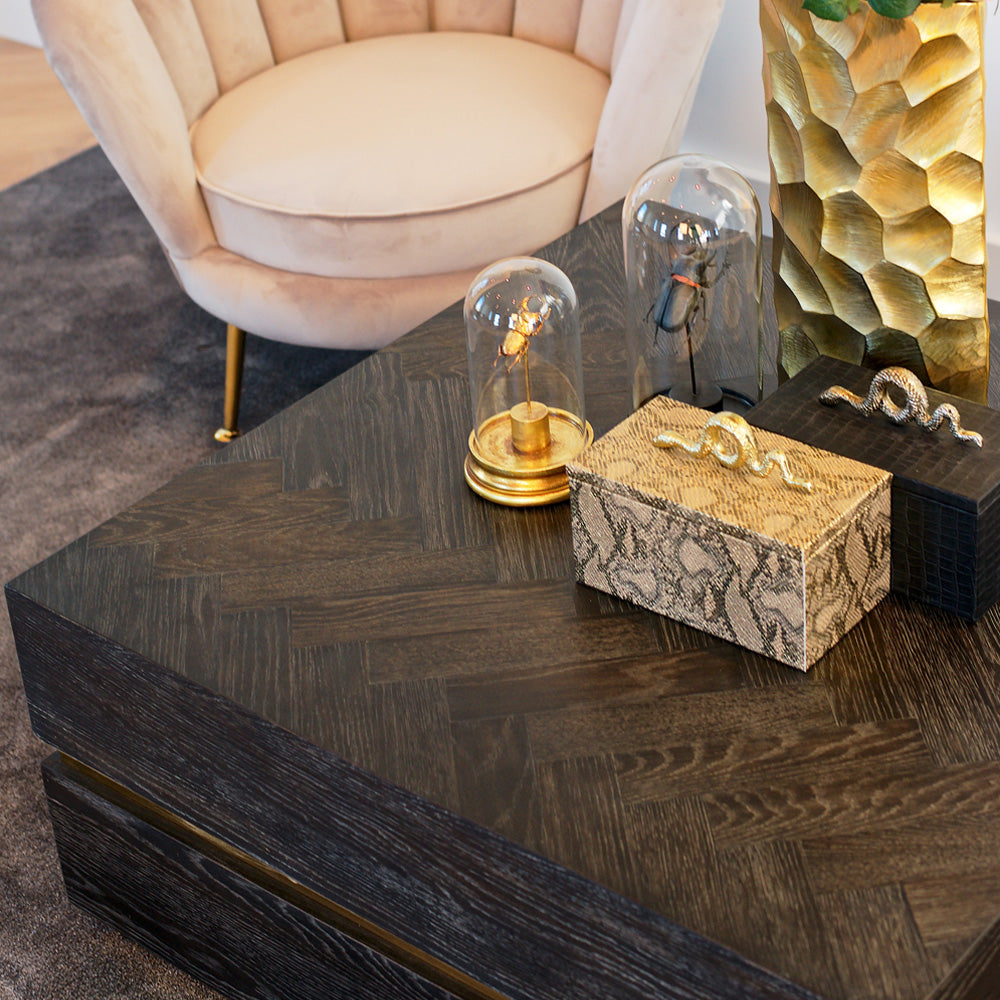 Contemporary Black And Gold Square Coffee Table