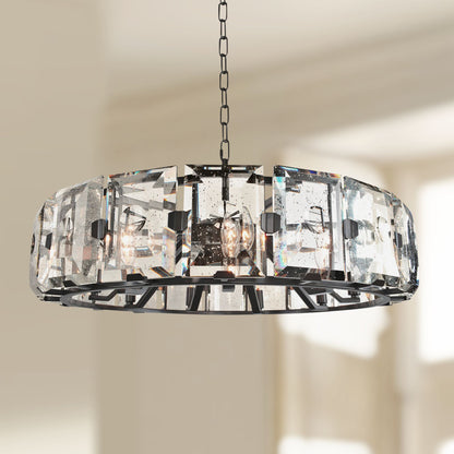 Giada 30" Wide Dark Bronze Round Bubble Crystal Pendant Light