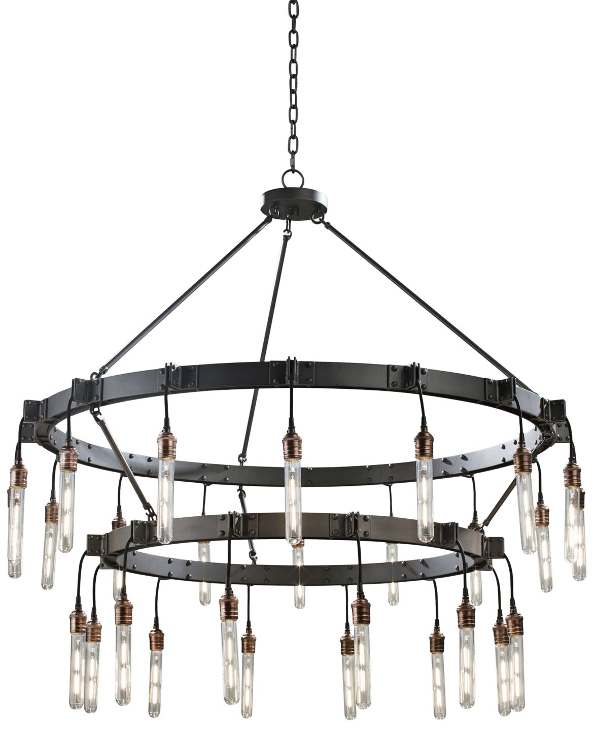 Stuyvesant 48" Matte Gun Metal 28-Light 2-Tier Ring Chandelier