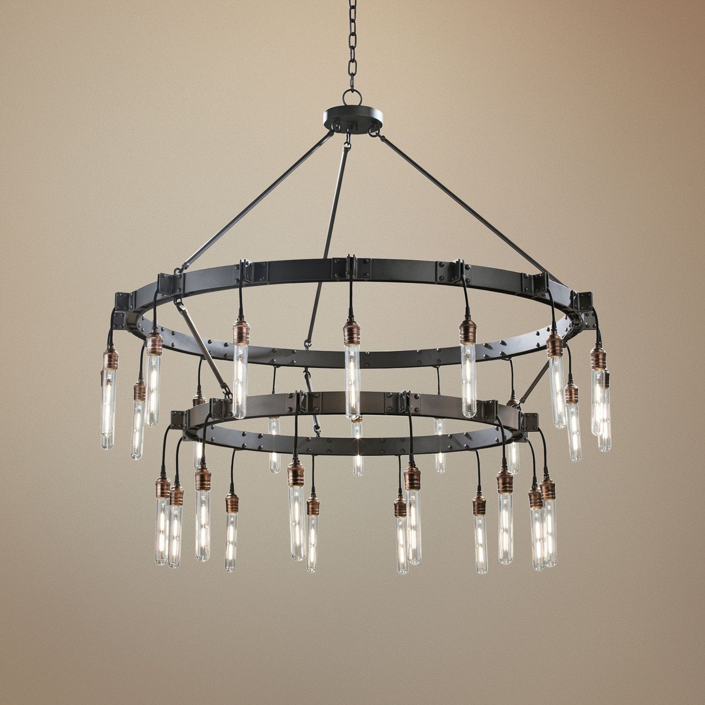 Stuyvesant 48" Matte Gun Metal 28-Light 2-Tier Ring Chandelier