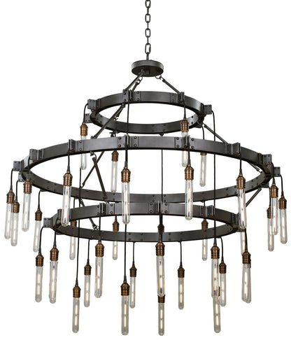 Stuyvesant 59" Matte Gun Metal 36-Light 3-Tier Ring Chandelier