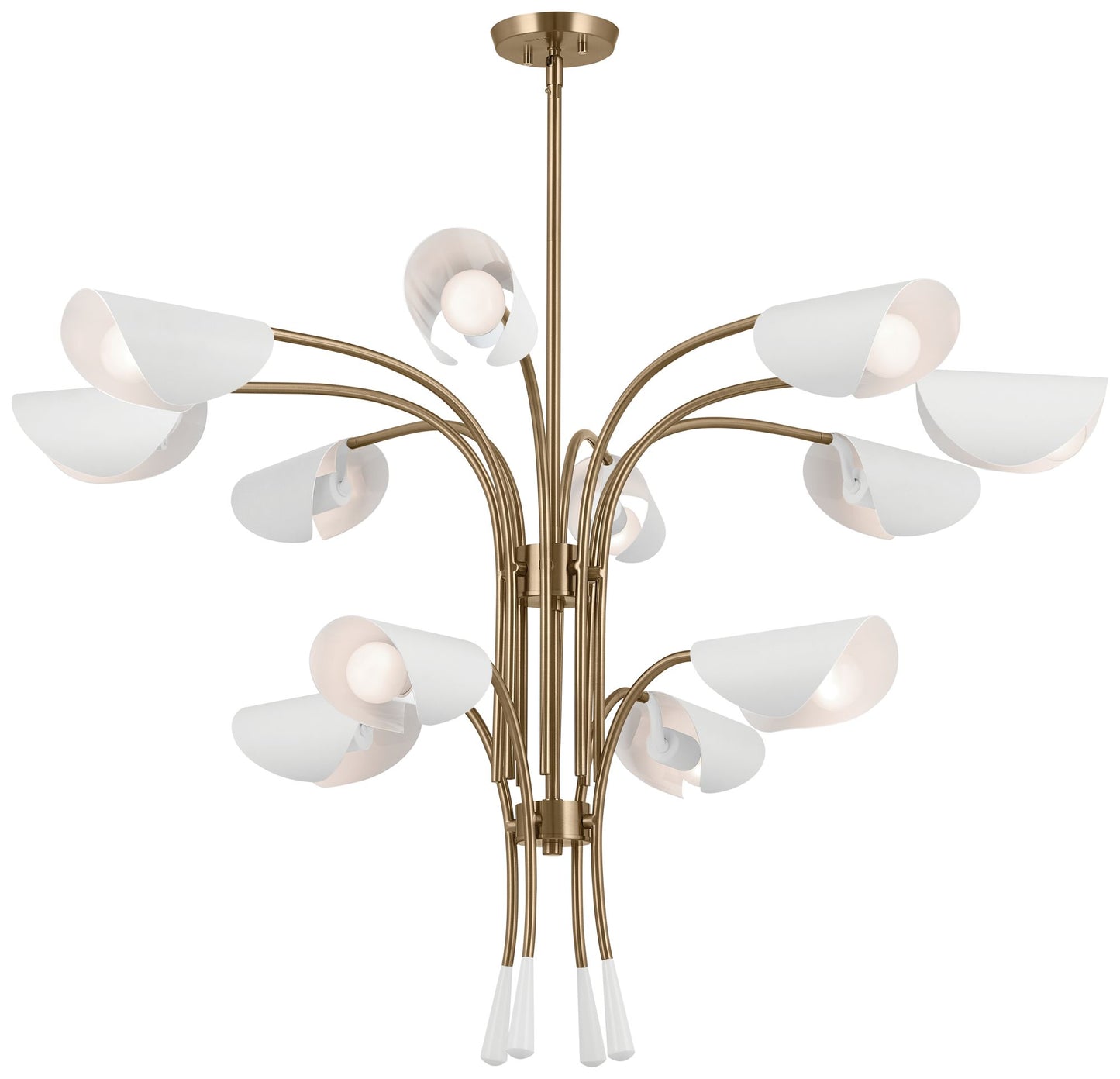 Arcus 46.25 Inch 12 Light Chandelier in Champagne Bronze with White