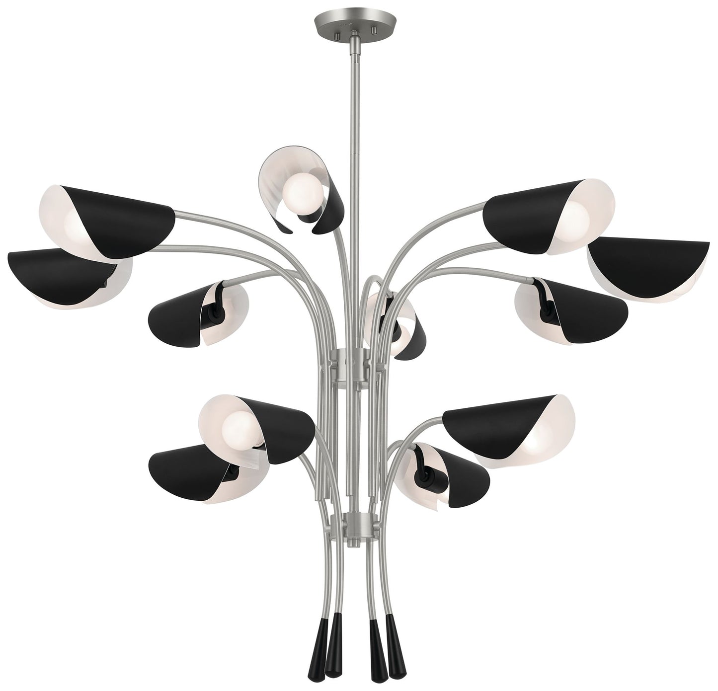 Arcus 46.25 Inch 12 Light Chandelier in Satin Nickel with Black