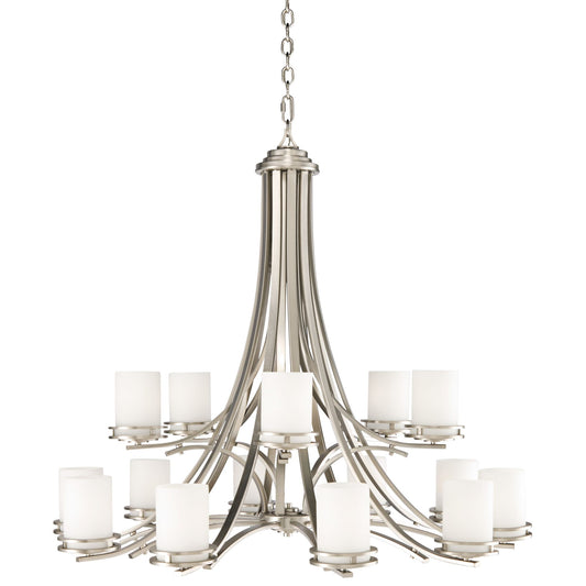 Hendrik 42 1/4" Wide Brushed Nickel 2-Tier 15-Light Chandelier