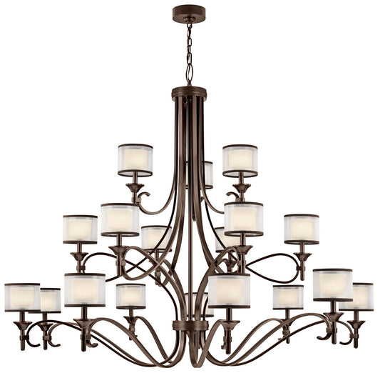 Lacey 62" Wide 3-Tier Mission Bronze 18 Light Shade Chandelier