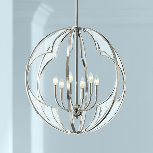 Montavello 26"W Polished Nickel 6-Light Chandelier