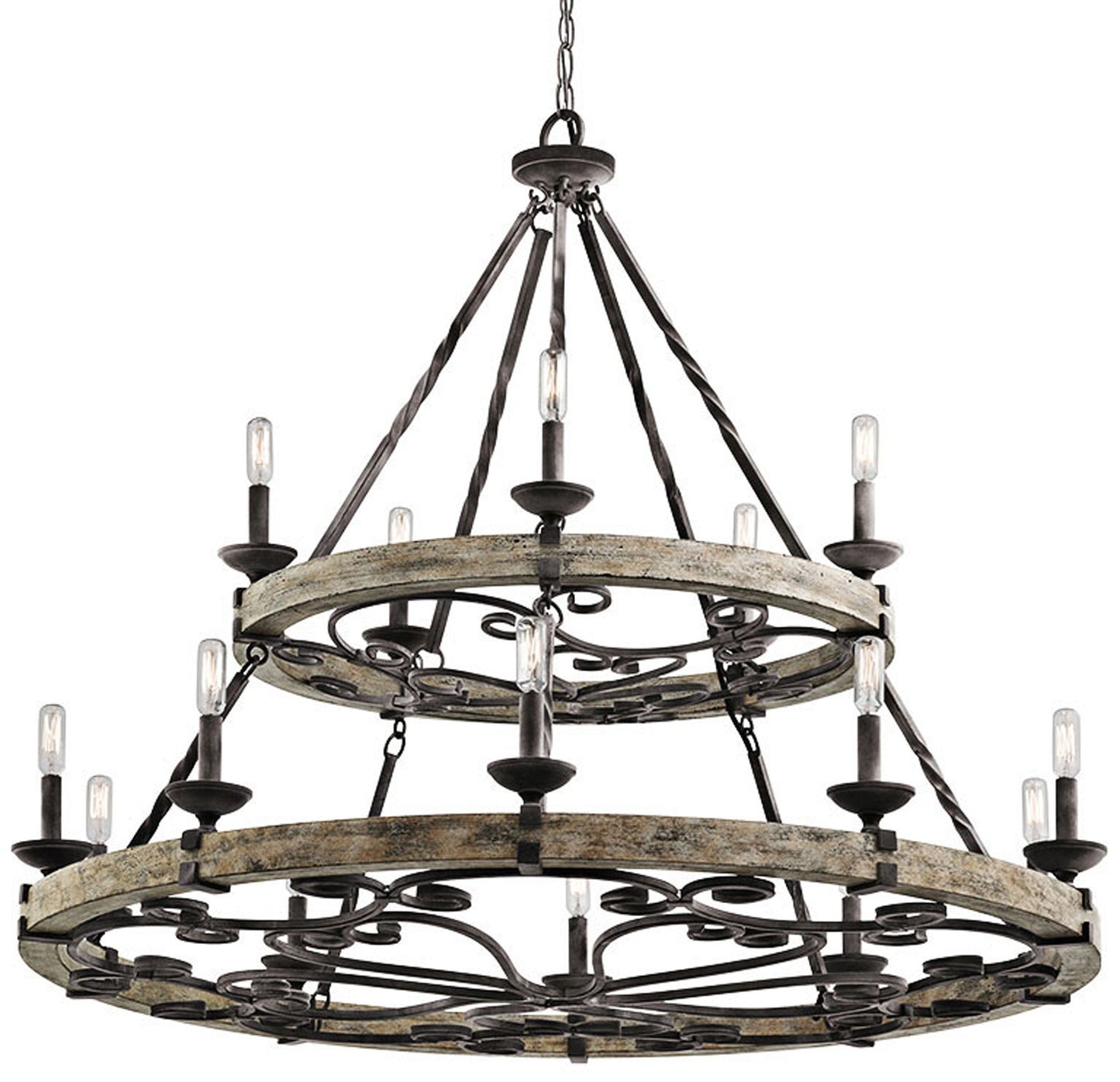 Taulbee 44" Wide Aged Zinc 15-Light Wagon Wheel Chandelier