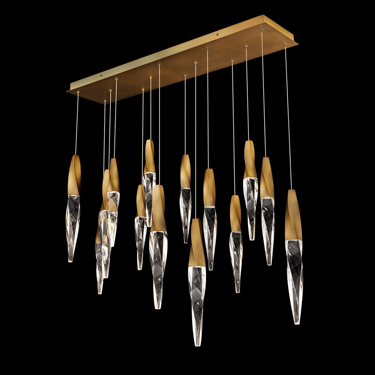 Kindjal 18"H x 40"W 14-Light Crystal Multi-Light Pendant in Aged