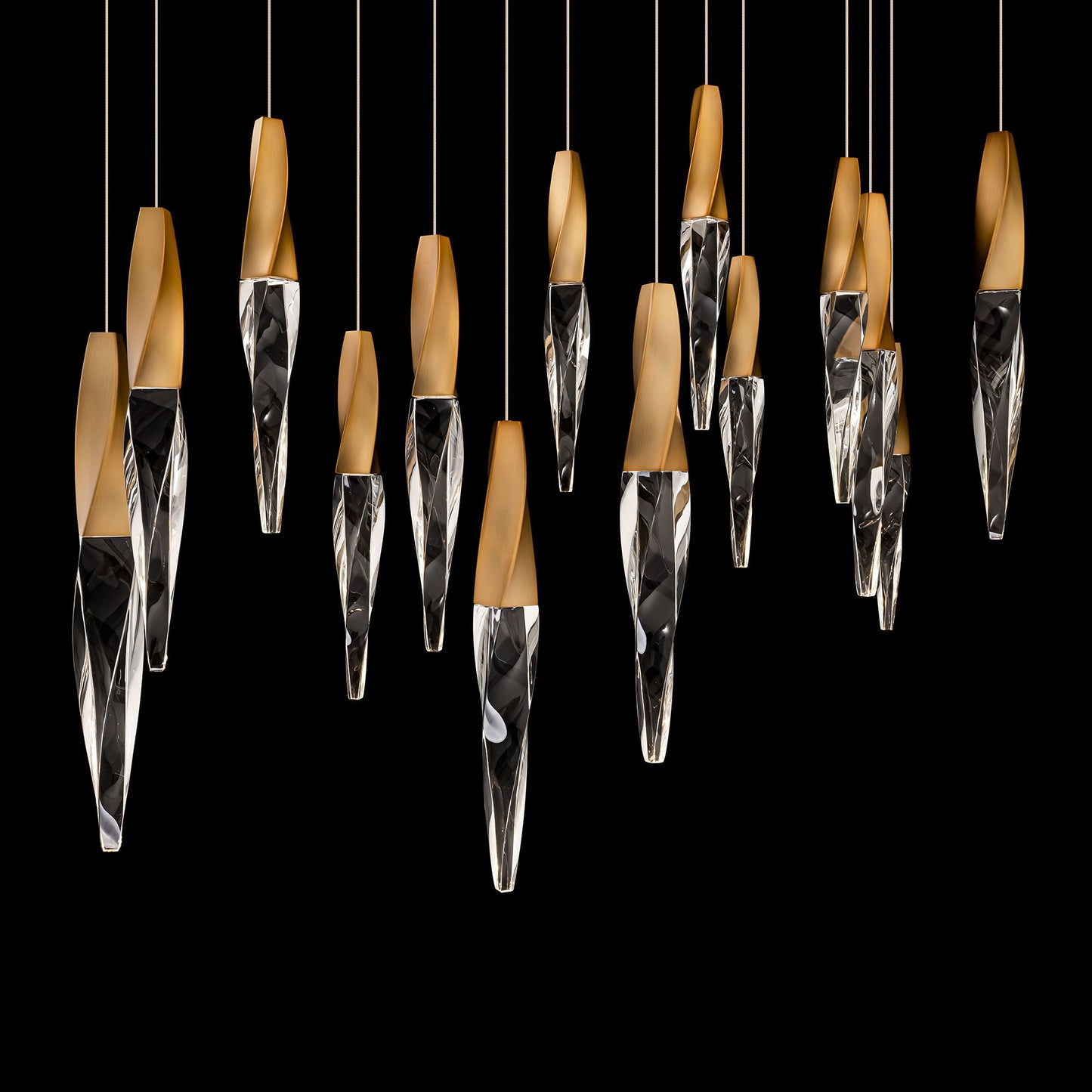 Kindjal 18"H x 40"W 14-Light Crystal Multi-Light Pendant in Aged