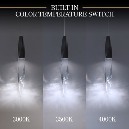 Kindjal 18"H x 40"W 14-Light Crystal Multi-Light Pendant in Black