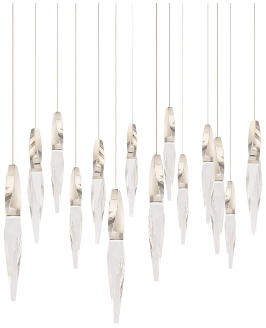 Kindjal 18"H x 40"W 14-Light Crystal Multi-Light Pendant in Polis